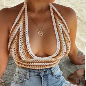 Crochet knit halter top
